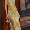 Resort style slim fit suspender dress