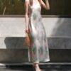 Resort style slim fit suspender dress