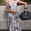 Resort style slim fit suspender dress