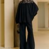 French retro hollow splicing lantern sleeve loose top