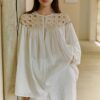 French retro hollow splicing lantern sleeve loose top
