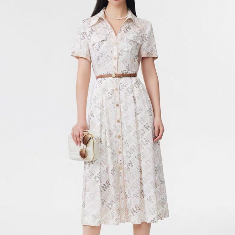 Simple and comfortable Tencel letter print dress (with belt)