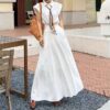Linen French shirt and skirt set (with silk scarf)