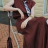 Linen French shirt and skirt set (with silk scarf)