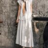 Linen French shirt and skirt set (with silk scarf)