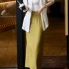 Solid color high waist slim slit skirt