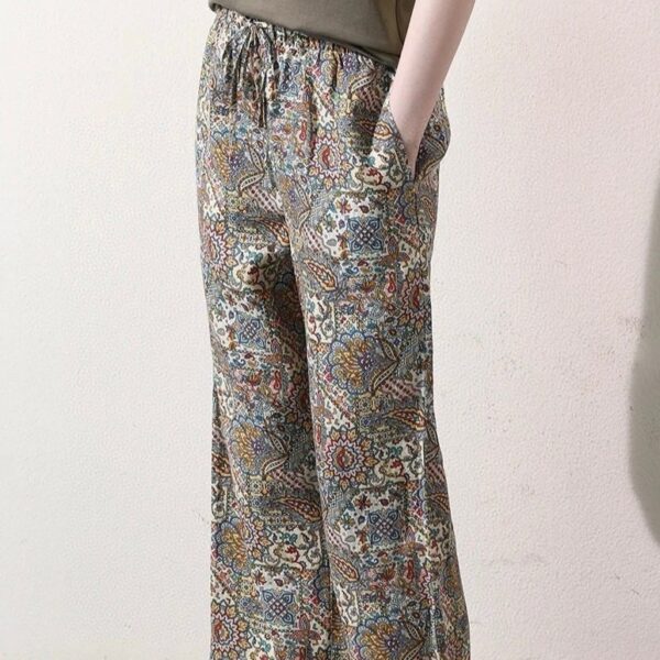 Simple art print loose wide-leg casual pants