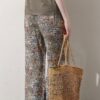 Simple art print loose wide-leg casual pants
