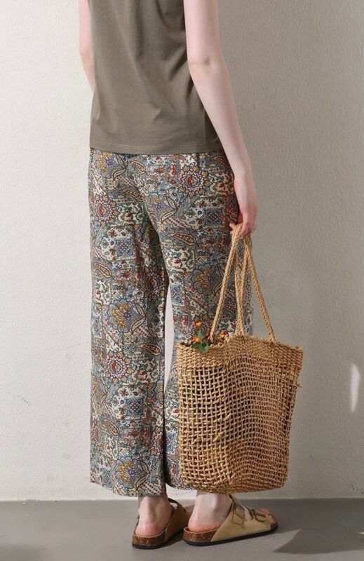 Simple art print loose wide-leg casual pants