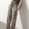 Simple art print loose wide-leg casual pants