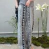 Printed wide-leg casual pants