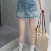 Light luxury and versatile slim denim culottes (with belt)
