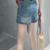 Light luxury and versatile slim denim culottes (with belt)