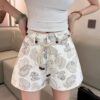 Light luxury elegant versatile cashew print denim shorts