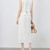 Tencel Linen Vest and Slit Skirt Set