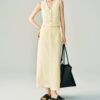 Tencel Linen Vest and Slit Skirt Set
