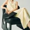 Tencel Linen Vest and Slit Skirt Set