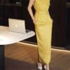 Elegant Linen Vest and Skirt Two-piece Set (With Belt)