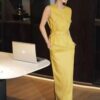 Elegant Linen Vest and Skirt Two-piece Set (With Belt)