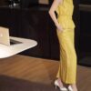 Elegant Linen Vest and Skirt Two-piece Set (With Belt)