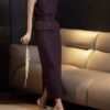 Elegant Linen Vest and Skirt Two-piece Set (With Belt)