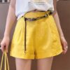 Beaded Belt Casual Linen Shorts (With Belt)