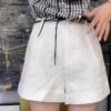 Beaded Belt Casual Linen Shorts (With Belt)