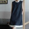 Sleeveless contrast vest casual denim dress
