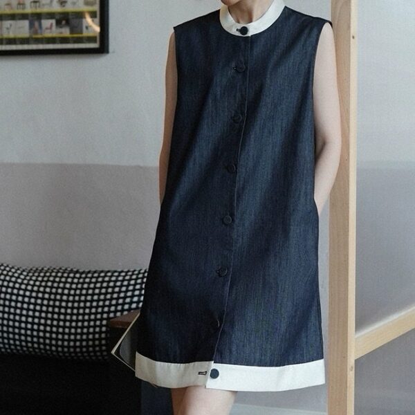 Sleeveless contrast vest casual denim dress