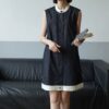 Sleeveless contrast vest casual denim dress