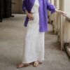 Loose Linen Plain High Waist Skirt