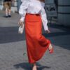 Loose Linen Plain High Waist Skirt