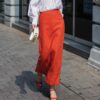 Loose Linen Plain High Waist Skirt