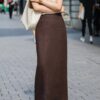 Loose Linen Plain High Waist Skirt