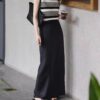 Loose Linen Plain High Waist Skirt
