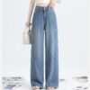 Lyocell Tencel Side Straight Wide Leg Jeans