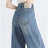 Lyocell Tencel Side Straight Wide Leg Jeans