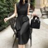 French Hepburn style three-dimensional tailored black dress (without belt)