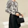 Versatile simple ink print smudged knitted top(100% wool)