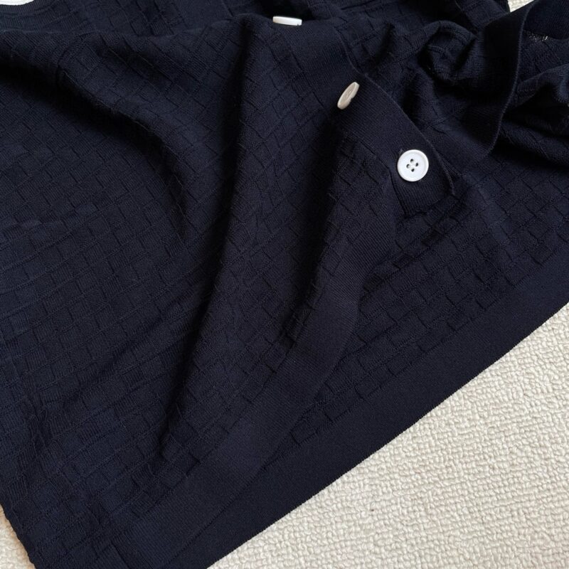 Classic Contrast Collar Short Sleeve Mesh Cardigan