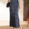 Acetate satin jacquard straight hip skirt