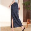 Acetate satin jacquard straight hip skirt