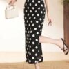High waist slim fit polka dot straight hip skirt