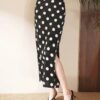 High waist slim fit polka dot straight hip skirt