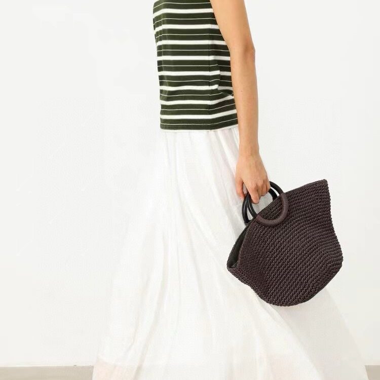 100% Ramie White Lace Elastic Waist Skirt