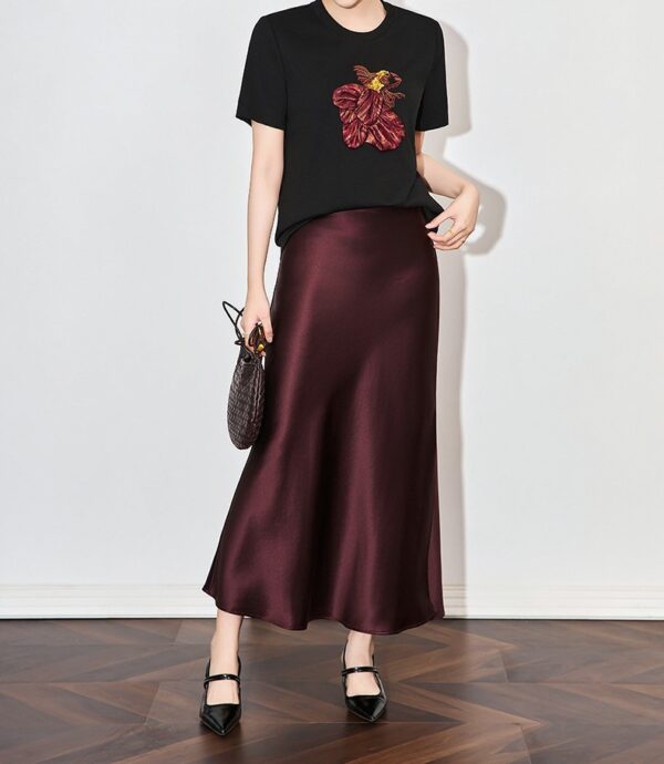 3D Goldfish Sequin Embroidery High Stretch T shirt 4