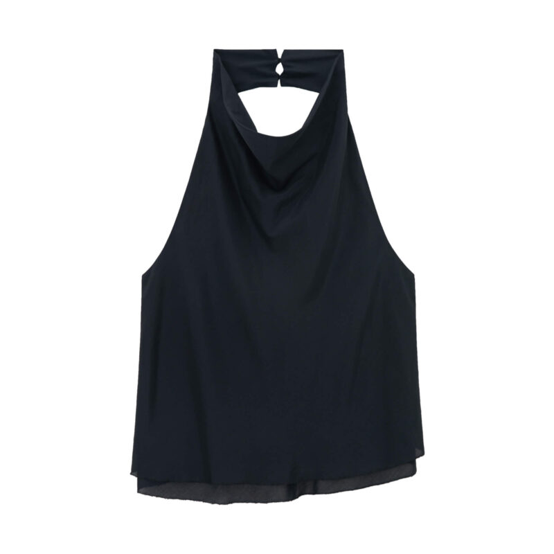 Acetate Double layered Hem Backless Top 1