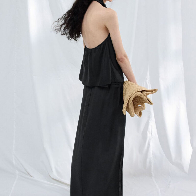 Acetate Double layered Hem Backless Top 4