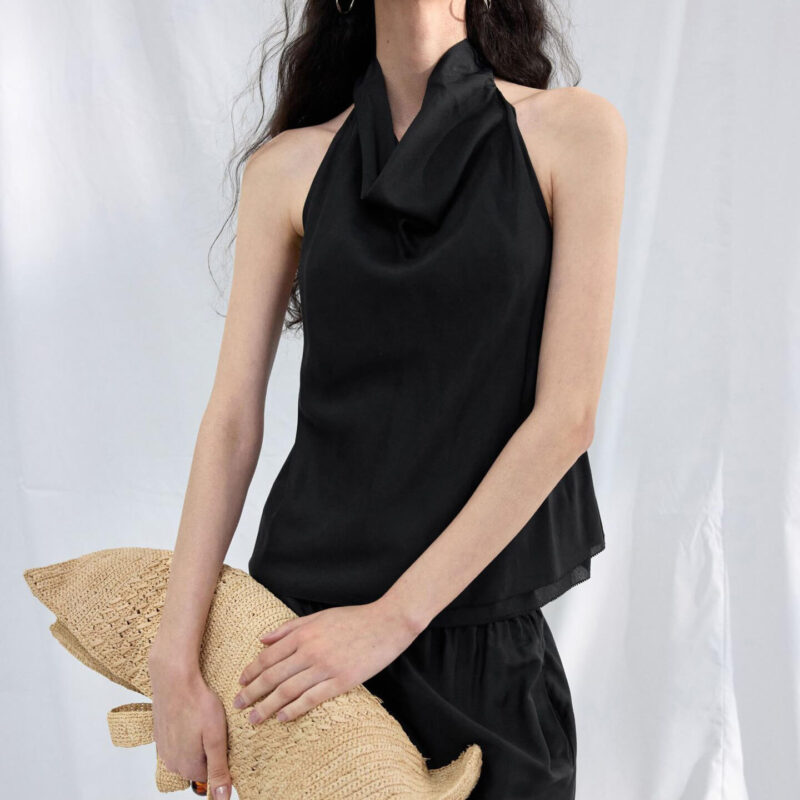 Acetate Double layered Hem Backless Top 5