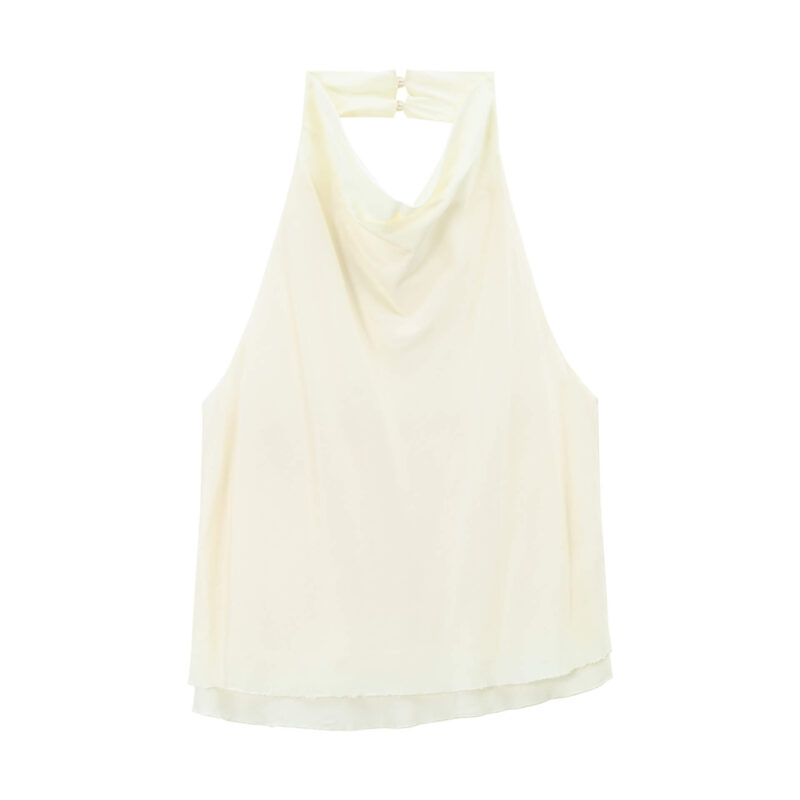 Acetate Double layered Hem Backless Top 8